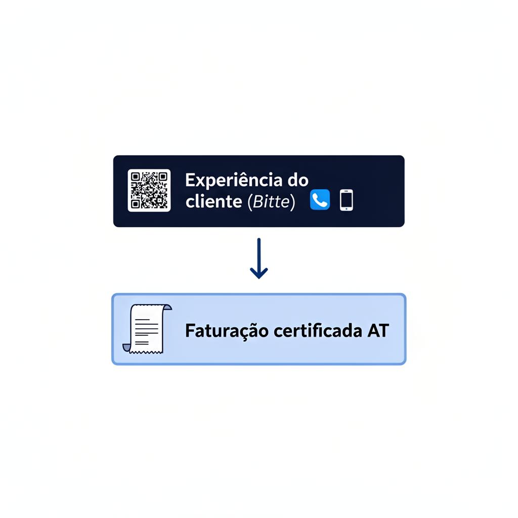 Diagrama: camada de experiência do cliente Bitte sobre programa de faturação certificada pela AT