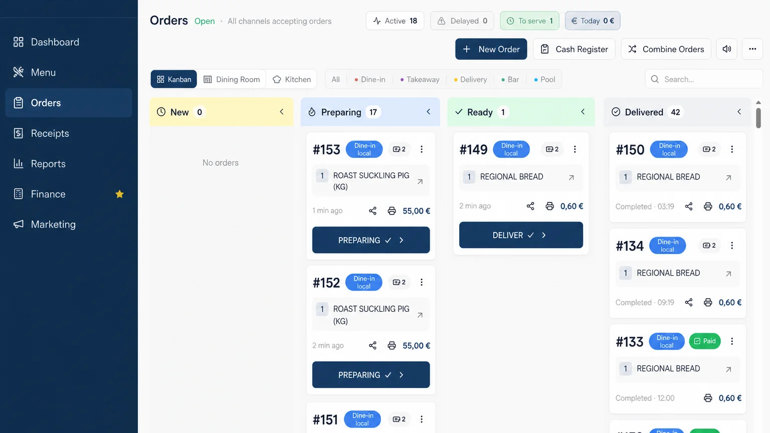 Bitte orders and payments dashboard