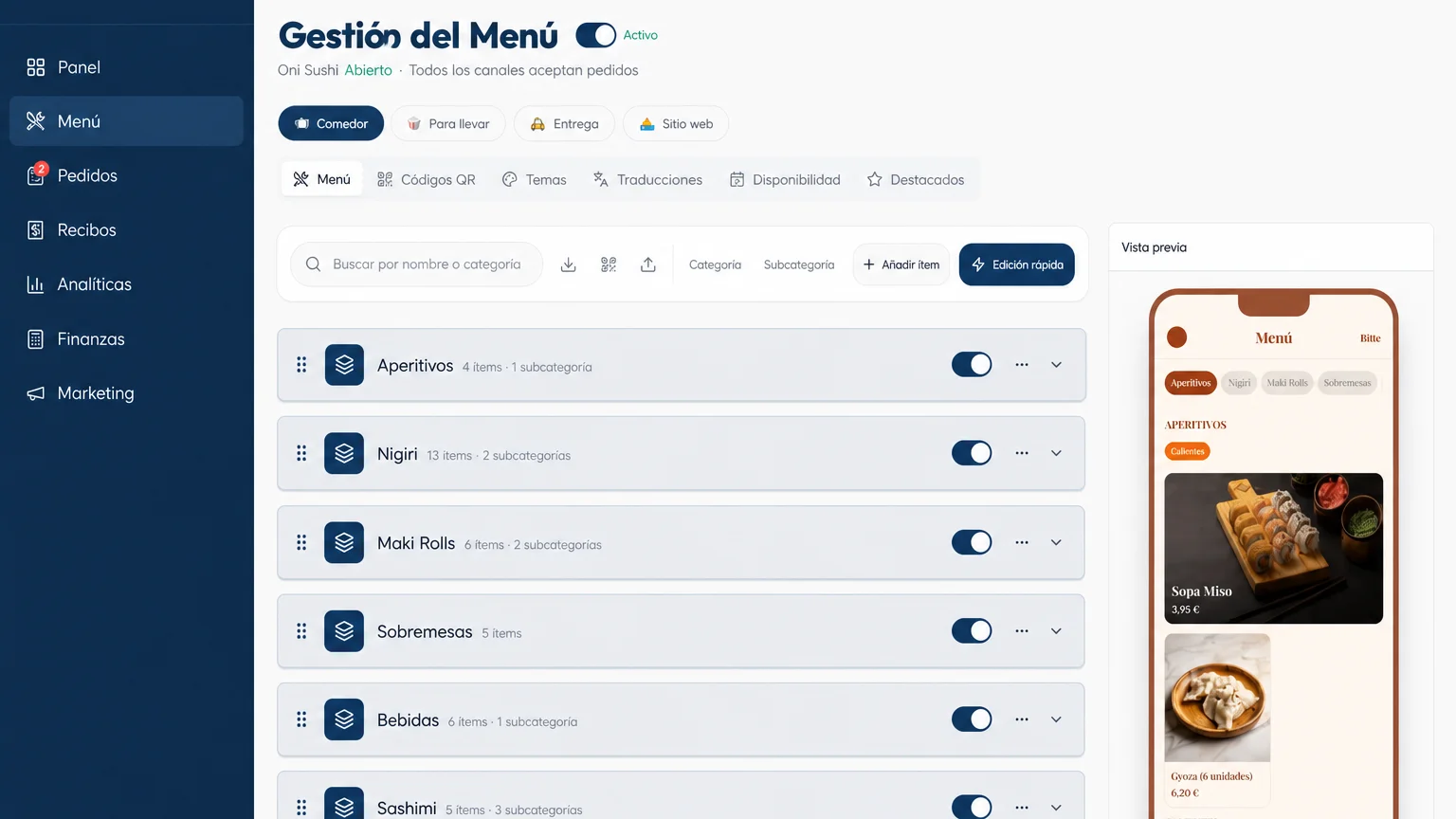 Editor de carta de Bitte con vista previa