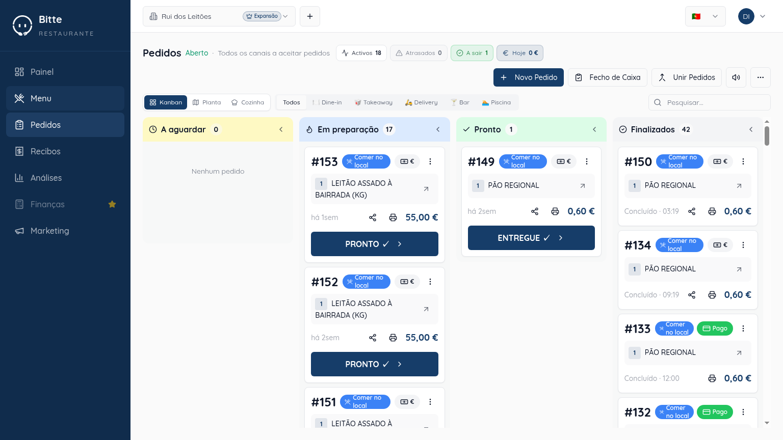 Orders and payments in Bitte